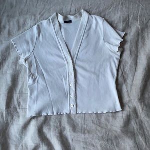 White Brandy Baby Button Up Crop Top